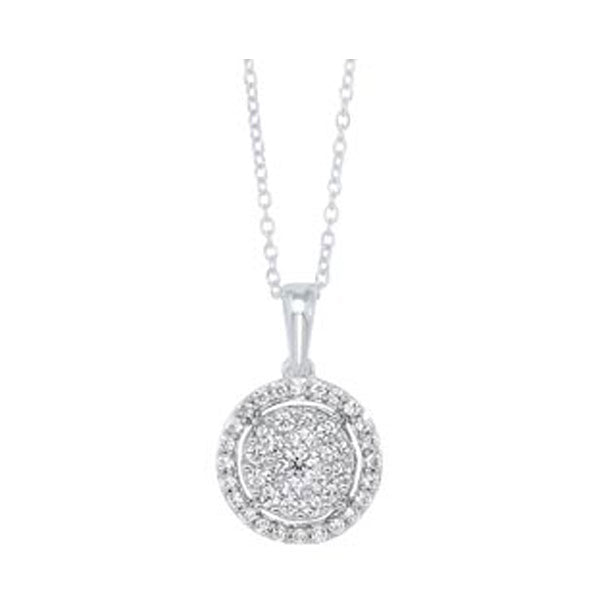 diamond halo cluster eternity pendant necklace in 14k white gold (1/2ctw)