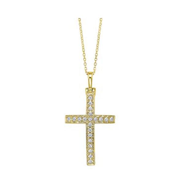 diamond cross pendant in 14k yellow gold (1/10ctw)