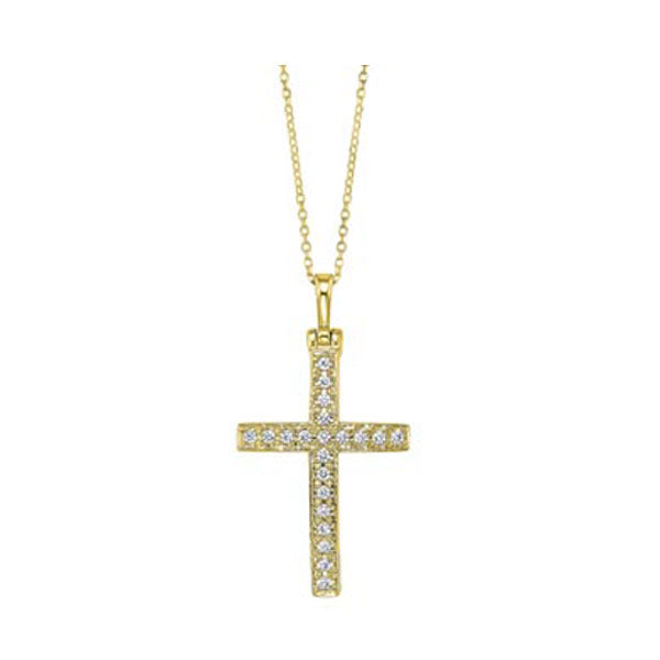 diamond cross pendant in 14k yellow gold (1ctw)