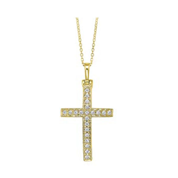 diamond cross pendant in 14k yellow gold (1/4ctw)