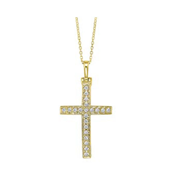 diamond cross pendant in 14k yellow gold (1/3ctw)