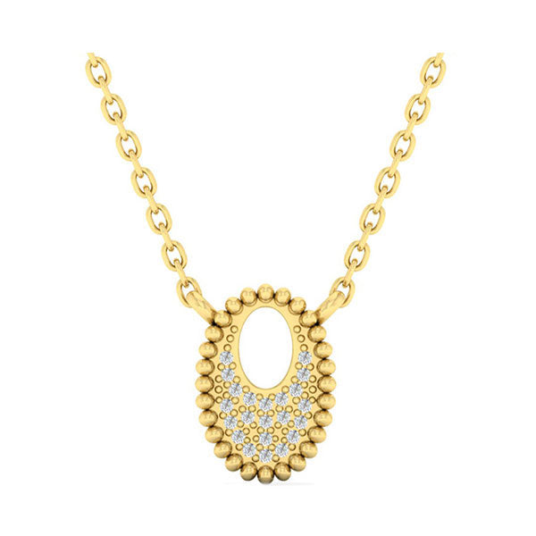 diamond medallion starlight oval necklace in 14k yellow gold necklace (0.04ctw)