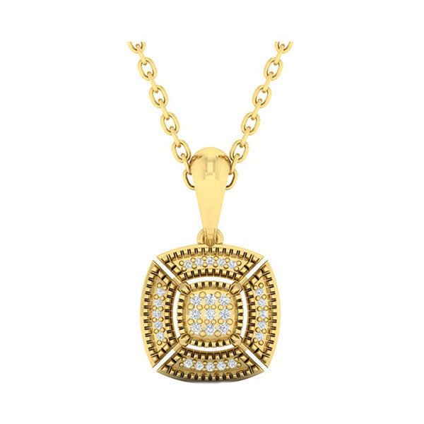 diamond cushion medallion vintage pendant necklace in 14k yellow gold (0.05ctw)