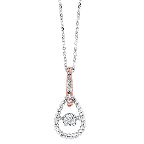 diamond door knocker drop pendant necklace in 14k two tone gold (1/10ctw)