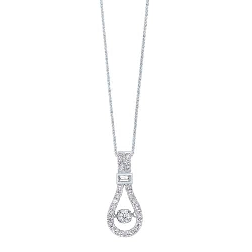 diamond anniversary door knocker pendant necklace in 14k white gold (1/3ctw)