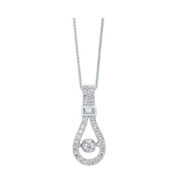 diamond anniversary door knocker pendant necklace in 14k white gold (1/3ctw)