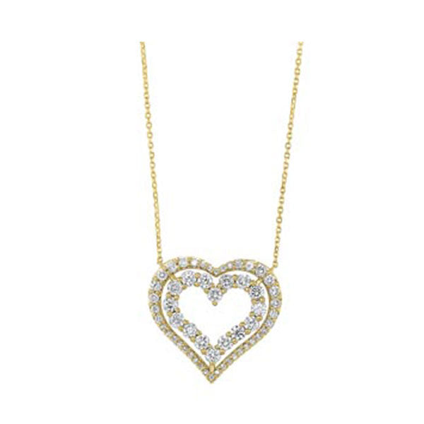 diamond double open heart pendant necklace (1 ctw)