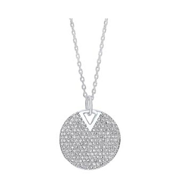 cluster circle drop cz pendant necklace in sterling silver
