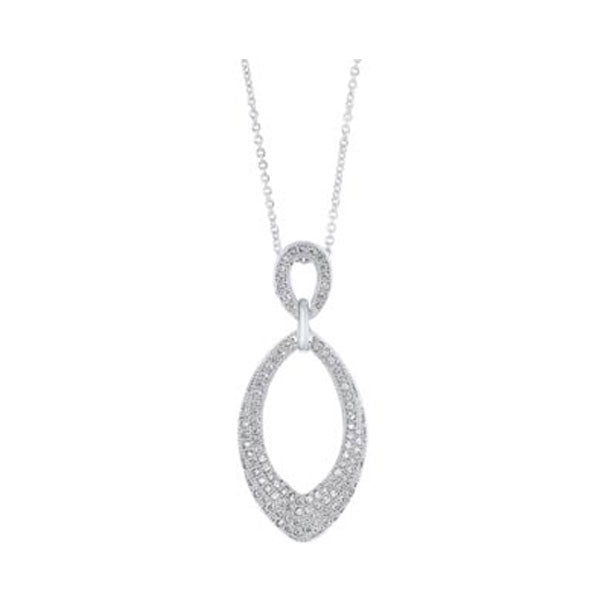double teardrop cz pendant necklace in sterling silver