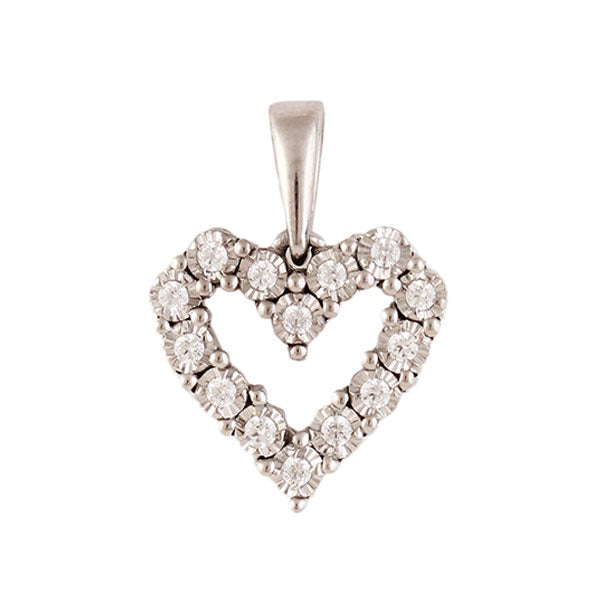 diamond heart pendant in 10k white gold (1/10 ct tw.)