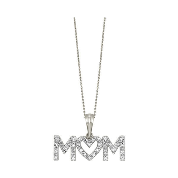 diamond mom id pendant in 10k white gold