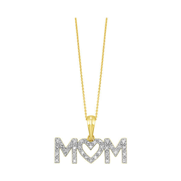 diamond mom id pendant in yellow sterling silver