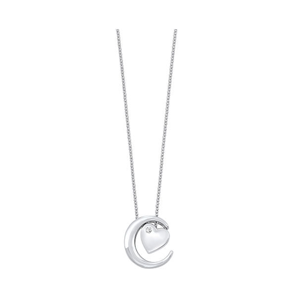 cubic zirconia i love you to the moon & back heart luna moon pendant in sterling silver