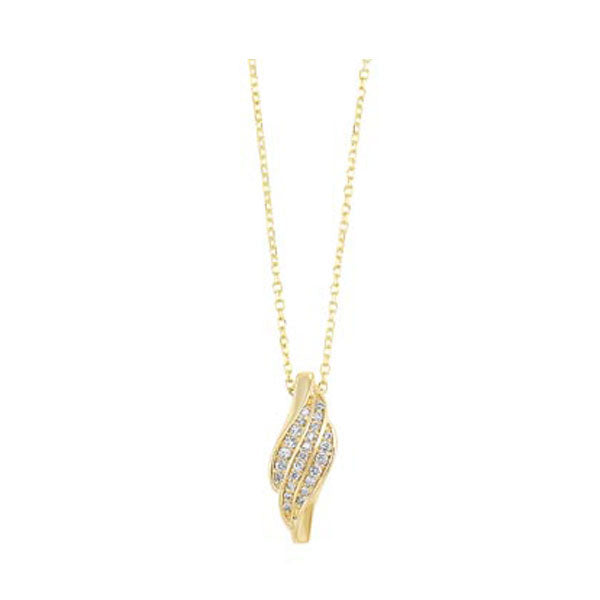 diamond swirl pendant necklace in yellow gold (1/10ctw)