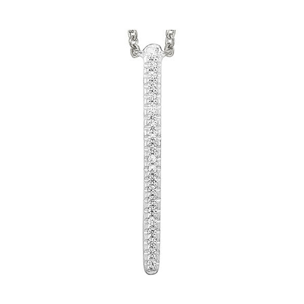 diamond modern linear pendant necklace in white gold (1/20ctw)