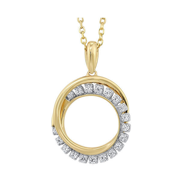 diamond double eternity circle pendant necklace in 10k yellow gold (1/10 ctw)