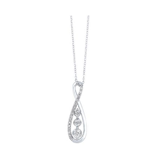 diamond 3-stone journey infinity pendant necklace in 14k white gold (1/4 ctw)