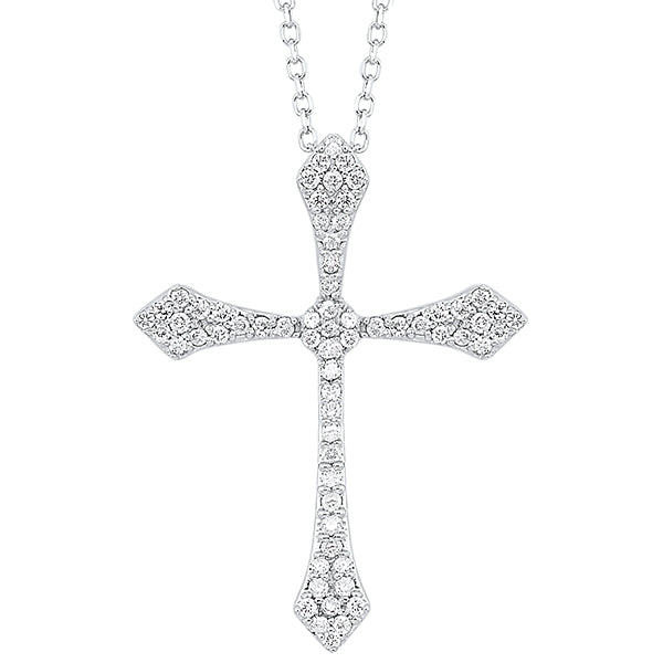 diamond celtic cross pendant necklace in 14k white gold (1/10 ctw)