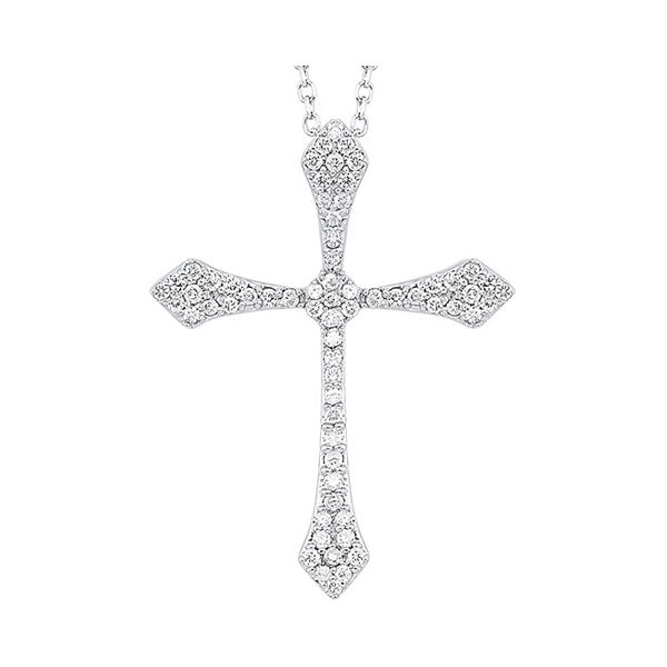 diamond celtic cross pendant necklace in 14k white gold (1/10 ctw)