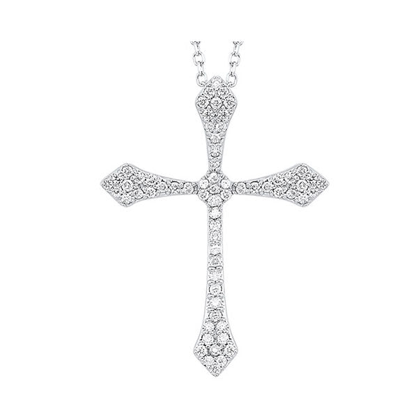 diamond celtic cross pendant necklace in 14k white gold (1/3 ctw)