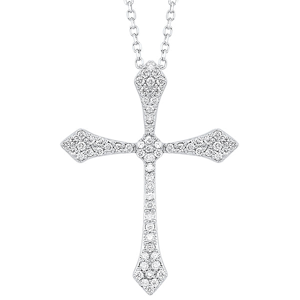 diamond celtic cross pendant necklace in 14k white gold (1/4 ctw)