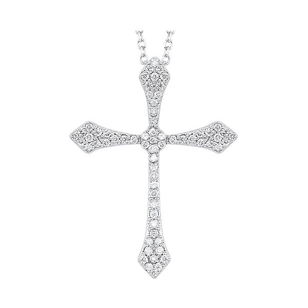 diamond celtic cross pendant necklace in 14k white gold (1/4 ctw)