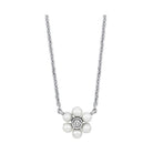 floral pearl & diamond halo pendant in 10k white gold (1/50 ct. tw.)