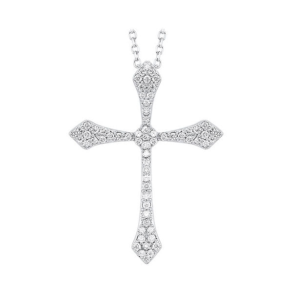 diamond celtic cross pendant necklace in 14k white gold (1/20 ctw)