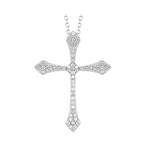 diamond celtic cross pendant necklace in 14k white gold (1/7 ctw)