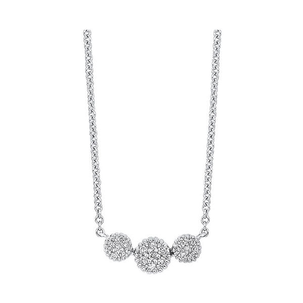 diamond triple halo cluster pendant necklace in 10k white gold (1/10 ctw)