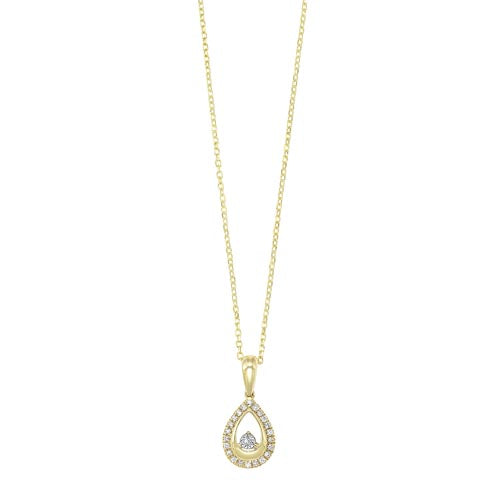 diamond teardrop halo dangle pendant necklace in 14k yellow gold (0.08ctw)