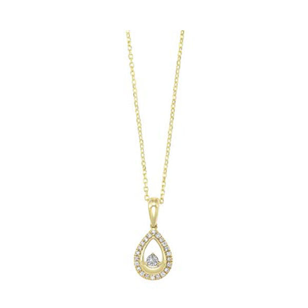 diamond teardrop halo dangle pendant necklace in 14k yellow gold (0.08ctw)