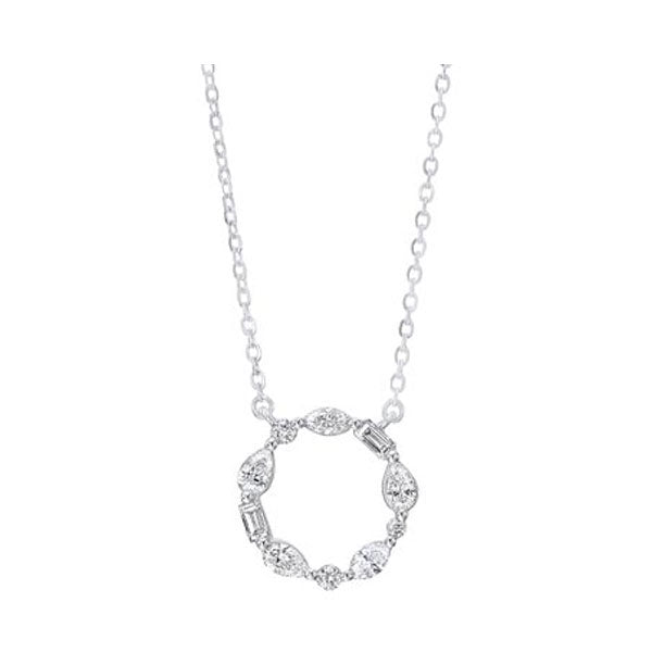 diamond wreath eternity circle pendant in 14k white gold (1/4 ctw)