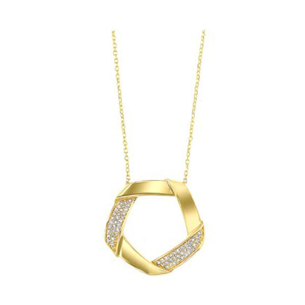 interlocking diamond pendant in 14k yellow gold (1/6 ct. tw.)