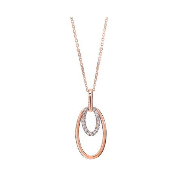 diamond double eternity oval anniversary pendant necklace in gold (1/10ctw)