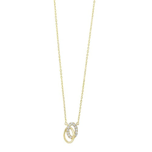 diamond double oval eternity pendant necklace in 14k yellow gold (0.08ctw)