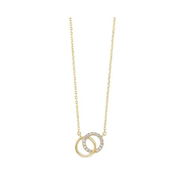 diamond double eternity circle pendant necklace in 14k yellow gold (0.08 ctw)