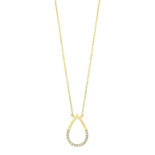 diamond half-eternity teardrop pendant in 14k yellow gold (0.08ctw)