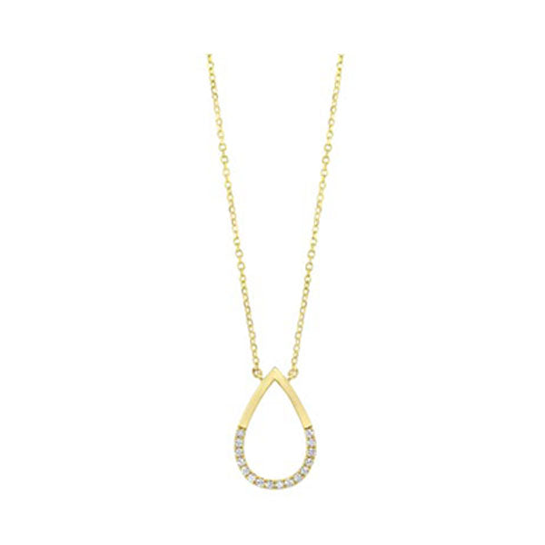 diamond half-eternity teardrop pendant in 14k yellow gold (0.08ctw)