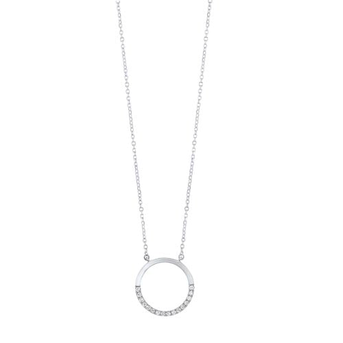 diamond pave half-eternity circle pendant necklace in 14k white gold (0.08ctw)