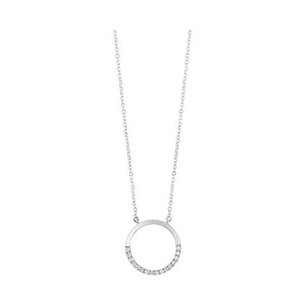 diamond pave half-eternity circle pendant necklace in 14k white gold (0.08ctw)