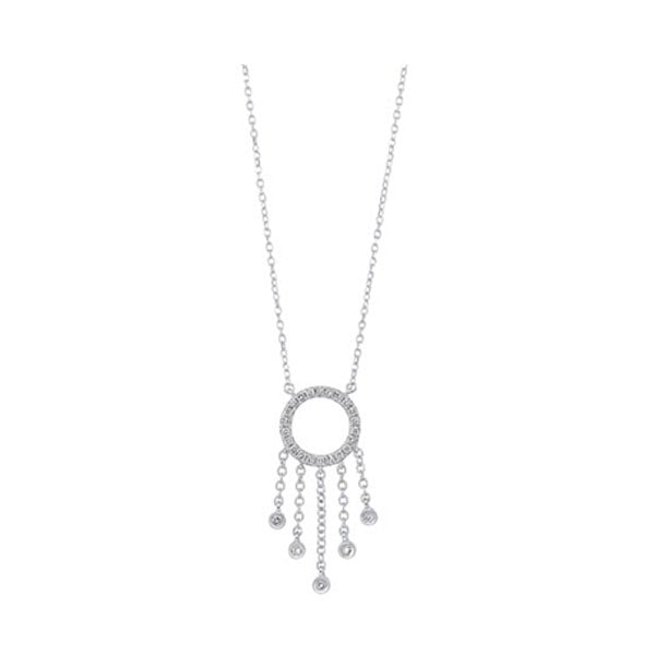 diamond chandelier dream catcher pendant necklace in 14k white gold (1/7ctw)