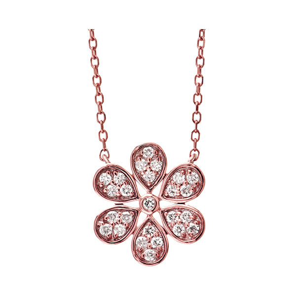 diamond blooming daisy pendant necklace in gold (1/7 ctw)