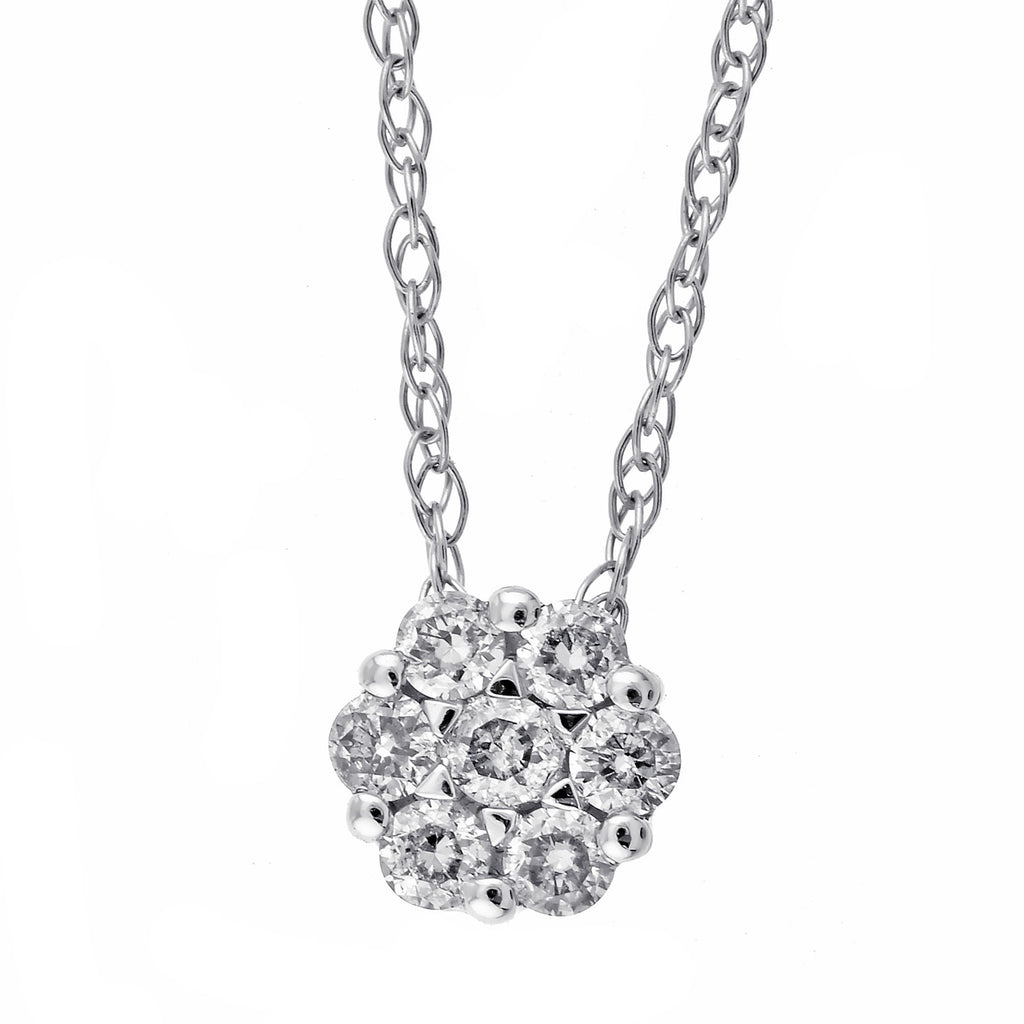 round diamond pendant in 14k white gold (1/10 ctw)