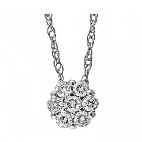 round diamond pendant in 14k white gold (1/10 ctw)