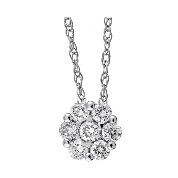 round diamond pendant in 14k white gold (1/7 ctw)