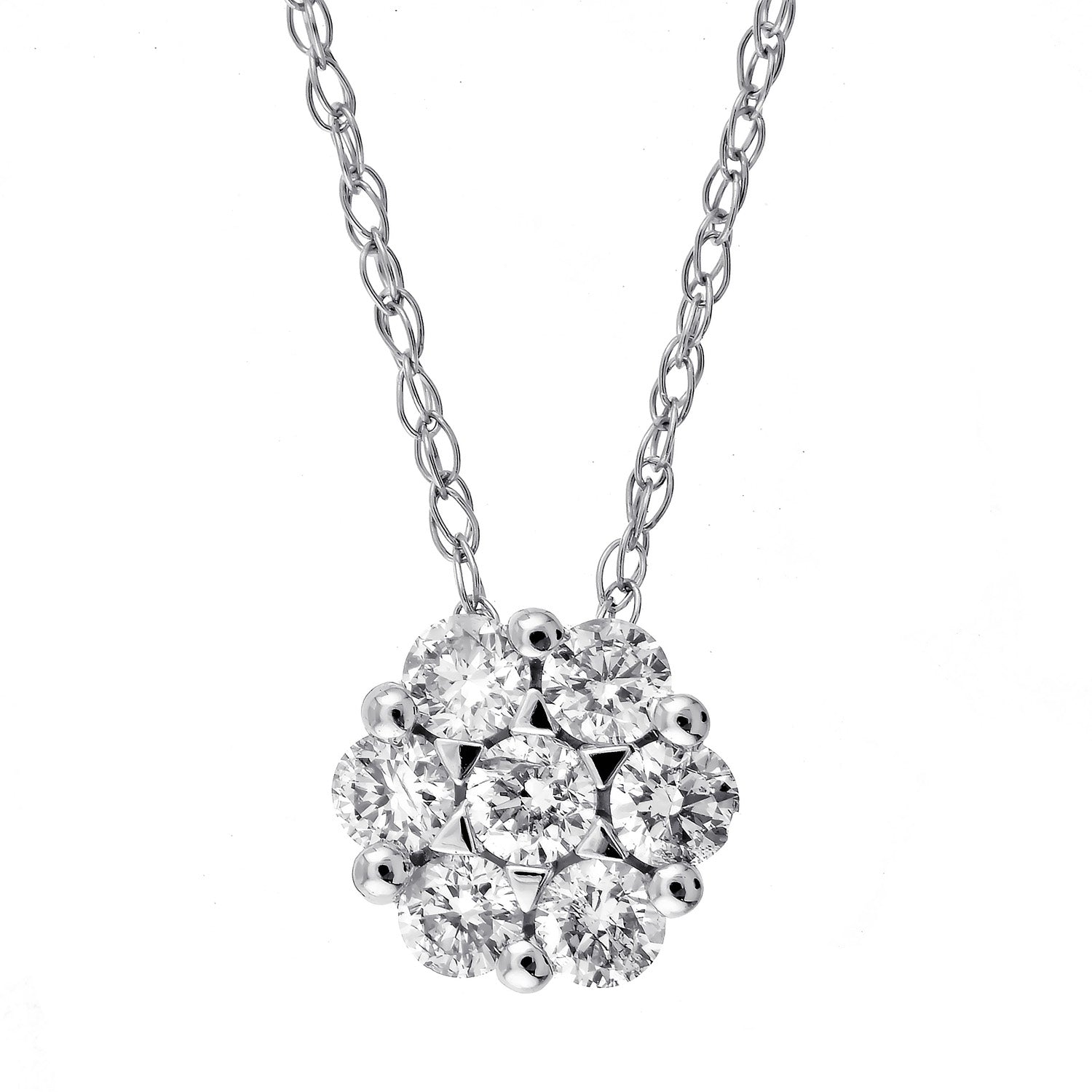 round diamond pendant in 14k white gold (1/4 ctw)