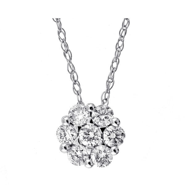 round diamond pendant in 14k white gold (1/4 ctw)