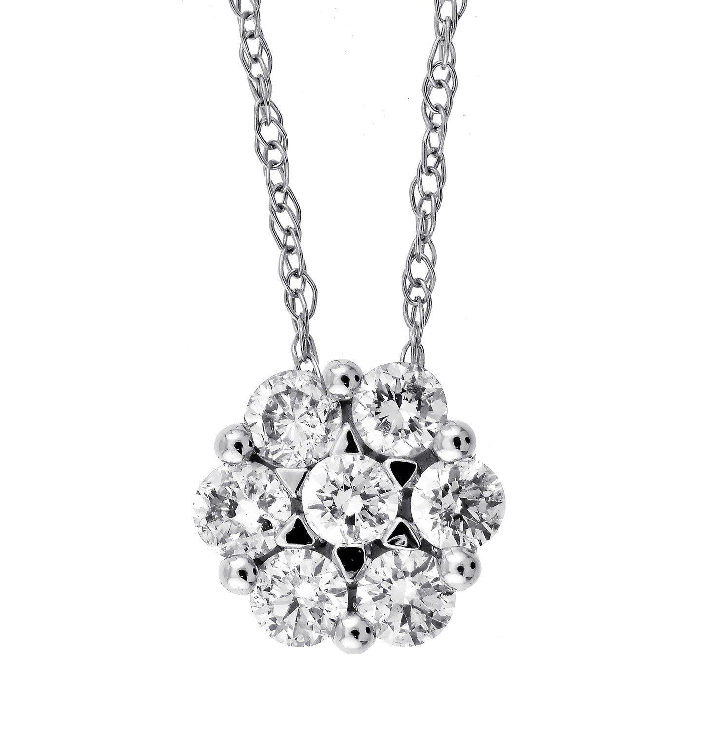 round diamond pendant in 14k white gold (1/3 ctw)