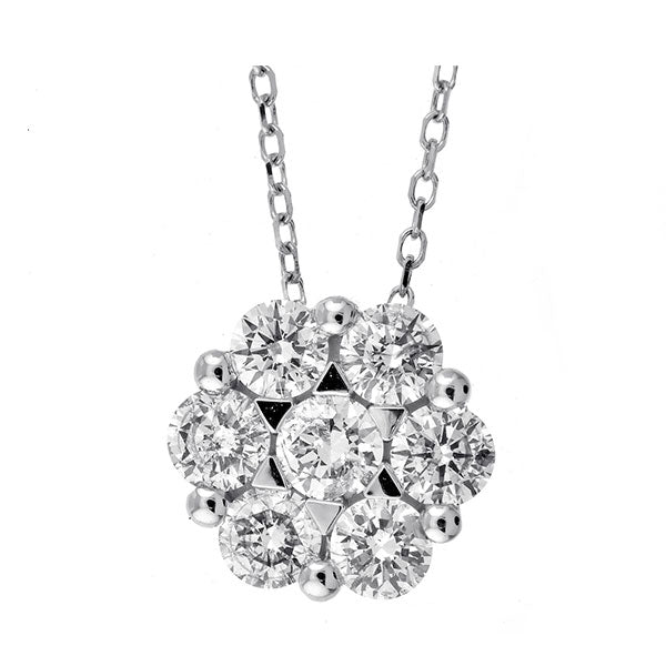 round diamond pendant in 14k white gold (3/4 ctw)